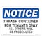 Signmission OSHA , 3.5" Height, Trash Container Tenants Others Prosecuted Sign, 5" X 3.5", Landscape OS-NS-D-35-L-16752 - alternate 1